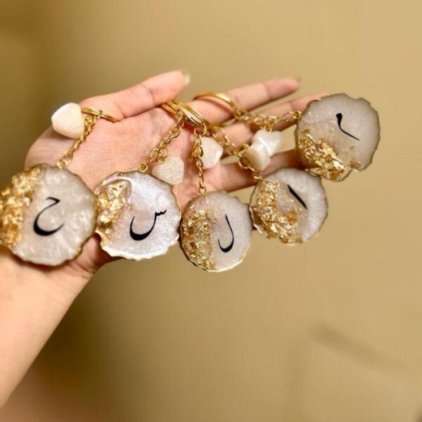 personalized resin keychains with urdu initials