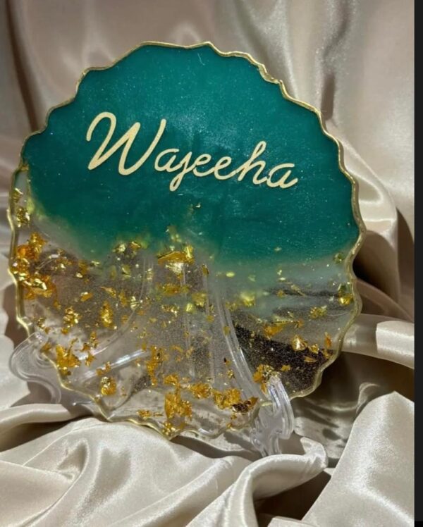 customized 5 inches resin name coaster personalized table deco