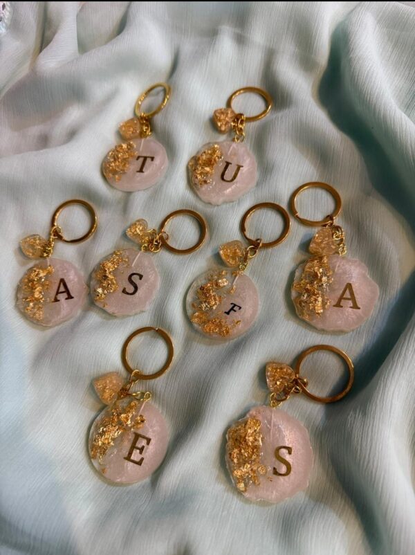 customized resin english initial keychain handmade & stylish
