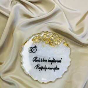 golden flakes resin coaster customized wedding & gift piece