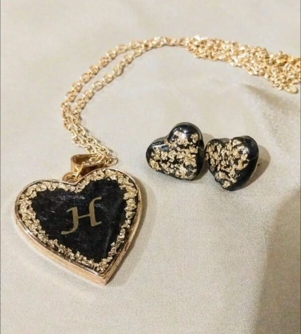 customized resin pendant & earrings set handmade jewelry elegancce