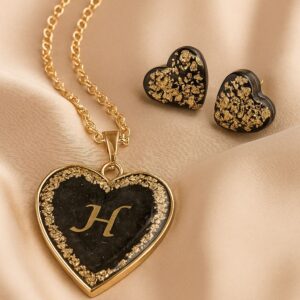 customized resin pendant & earrings set handmade jewelry elegancce